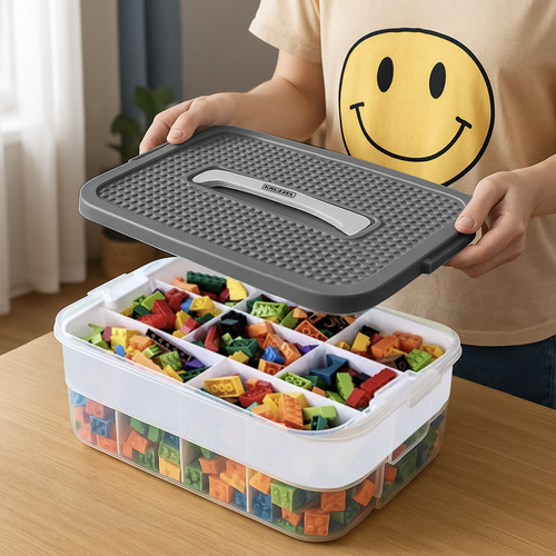 Kruzzel 25756 Úložný box na stavebnicu, 15 l, 2 poschodia – Obrázok 2