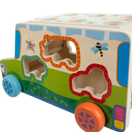 Triedič - drevené auto Kruzzel 26250 Didaktické auto – Obrázok 4