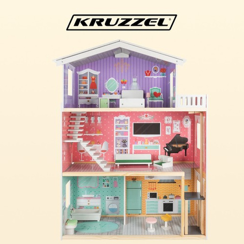 Kruzzel domček pre bábiky Veľký domček pre bábiky 114 cm 114 cm – Obrázok 12