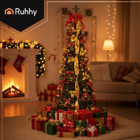 Skladací vianočný stromček s ozdobami 1,8 m Ruhhy 26757 – Obrázok 4