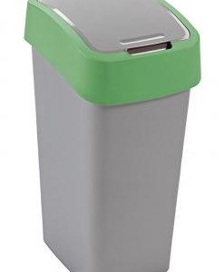 Kôš Curver® FLIP BIN 45 lit., šedostrieborný/zelený, na odpad