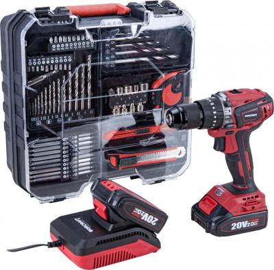 Skrutkovač Worcraft CHD-S20LiBAT ShareSYS 20V, Li-ion, bezuhlíkový, 2x akumulátor 2.0Ah, nabíjačka, set s príslušenstvom 73ks, v kufríku – Obrázok 2