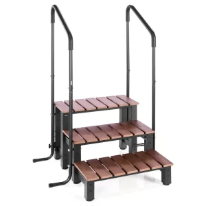 Schody do bazéna s vaňou, 3-stupňové schody do obytných prívesov, šírka 640,08 mm, vonkajšie schody pre nadzemné/nafukovacie bazény s nosnosťou 249,48 kg, všestranné pre verandu a terasu