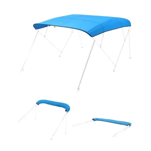 Náhradná plachta na bimini strechu (4 oblúky) vyrobená z 600D polyesteru, vodotesná markíza na loď s úložným vreckom (bez podpornej tyče) 231-244 cm (Š) modrá