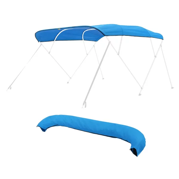 Náhradná plachta na bimini strechu (4 oblúky) vyrobená z 600D polyesteru, vodotesná markíza na loď s úložným vreckom (bez podpornej tyče) 231-244 cm (Š) modrá – Obrázok 5