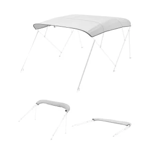 Náhradná plachta na bimini strechu (4 oblúky) vyrobená z 600D polyesteru, vodotesná markíza na loď s úložným vreckom (bez podpornej tyče) 231-244 cm svetlosivá