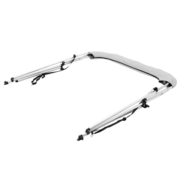 Kryt lode so 4 oblúkmi Bimini Top, inštalačná šírka 231 – 244 cm, 600D polyesterová strieška, plachta na loď s odnímateľnými bočnými stenami zo sieťoviny, vodeodolný a slnečný, vrátane úložného boxu, svetlosivá – Obrázok 3