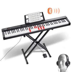 Digitálne piano  s 88 klávesmi, polovyvážené klávesy, sada klavírov s nastaviteľným stojanom, vstavané reproduktory, sustain pedál, slúchadlá, Bluetooth, MIDI, USB pre začiatočníkov.