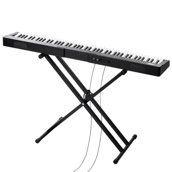 Digitálne piano  s 88 klávesmi, polovyvážené klávesy, sada klavírov s nastaviteľným stojanom, vstavané reproduktory, sustain pedál, slúchadlá, Bluetooth, MIDI, USB pre začiatočníkov. – Obrázok 3