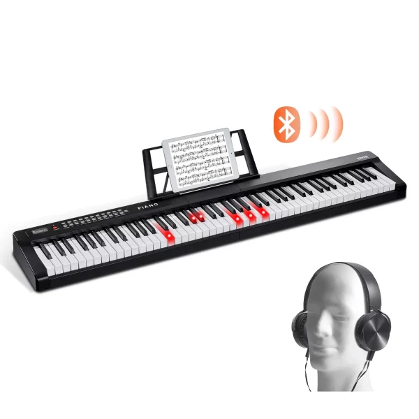 Digitálne piano  s 88 klávesmi, polovyvážené klávesy, prenosná sada elektrického klavíra v plnej veľkosti s 1000 notami, vstavané reproduktory, sustain pedál, slúchadlá, Bluetooth, MIDI, USB pre začiatočníkov.