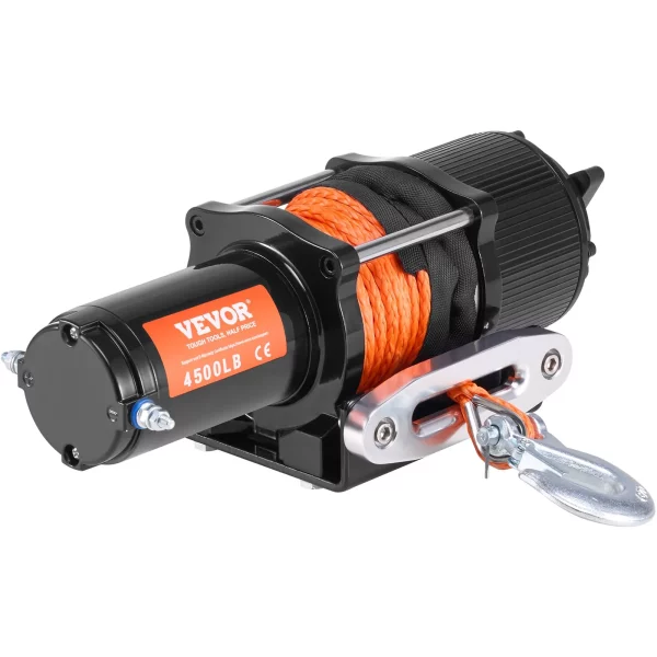 Elektrický navijak, ťažná kapacita 2048 kg, 12 V DC pre štvorkolky/UTV, s 12-pramenným syntetickým lanom (Φ1/4 palca x 39 stôp), hliníkové vedenie, diaľkové ovládanie, vodotesnosť IP55 – Obrázok 4