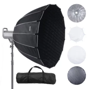 Parabolický softbox , 880 mm, osemuholníkový softbox s rýchlym uvoľnením a skladaním, ľahký a prenosný, pre držiak Bowens, 4 svetelné efekty, vhodný pre profesionálne fotografovanie, denné natáčanie