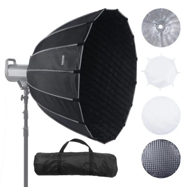 Parabolický softbox , 880 mm, osemuholníkový softbox s rýchlym uvoľnením a skladaním, ľahký a prenosný, pre držiak Bowens, 4 svetelné efekty, vhodný pre profesionálne fotografovanie, denné natáčanie