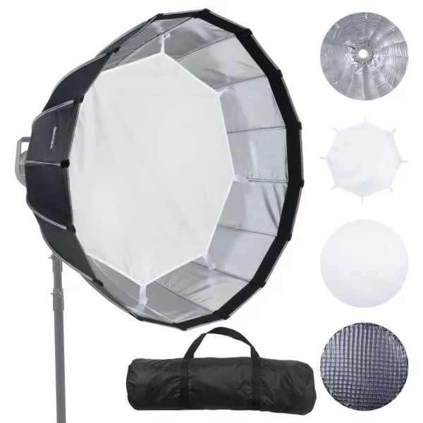 Parabolický softbox , 880 mm, osemuholníkový softbox s rýchlym uvoľnením a skladaním, ľahký a prenosný, pre držiak Bowens, 4 svetelné efekty, vhodný pre profesionálne fotografovanie, denné natáčanie – Obrázok 4