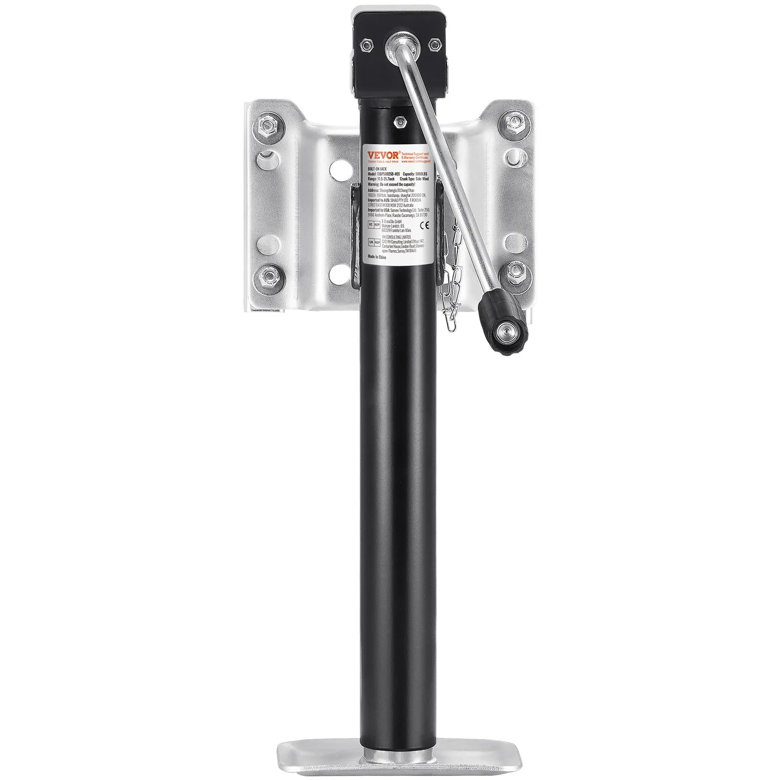 Zdvihák prívesu, dynamická nosnosť 2267 kg, podpera prívesu, obytný príves, otočná podpera, zdvíhací stojan 365 mm s rukoväťou pre karavany, konské prívesy, úžitkové prívesy a jachtárske prívesy – Obrázok 3