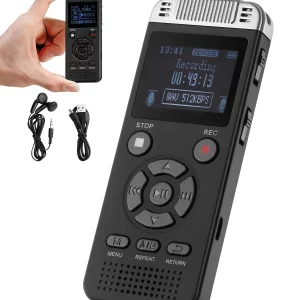 Digitálny hlasový záznamník , 128 GB, diktafón s prehrávaním, zvukový záznamník s heslom USB, pamäť 8730 hodín, 40 hodín nepretržitého nahrávania, na prednášky, stretnutia