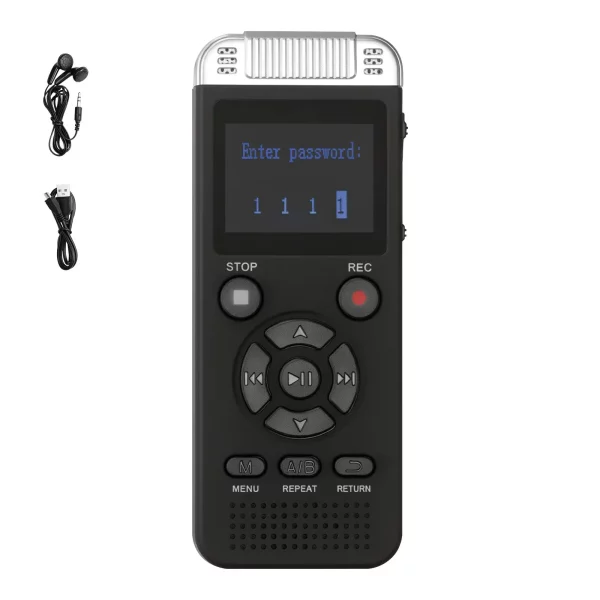 Digitálny hlasový záznamník , 128 GB, diktafón s prehrávaním, zvukový záznamník s heslom USB, pamäť 8730 hodín, 40 hodín nepretržitého nahrávania, na prednášky, stretnutia – Obrázok 2