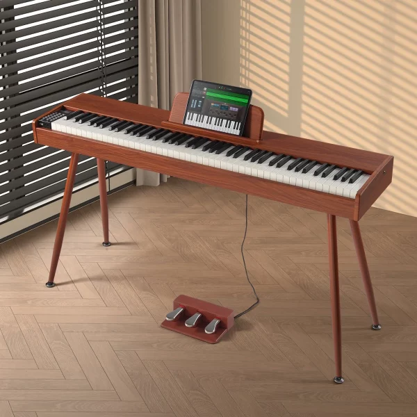 Digitálne piano , 88 klávesov, elektrické piano, duálna klaviatúra a reproduktor, štvornohý stojan na klavír so slúchadlami, 200 tónov a rytmov, podpora Bluetooth/USB/MIDI, pre začiatočníkov – Obrázok 3