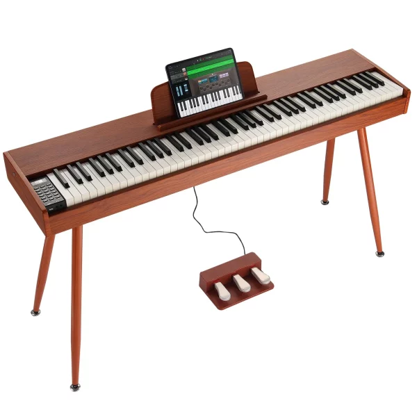 Digitálne piano , 88 klávesov, elektrické piano, duálna klaviatúra a reproduktor, štvornohý stojan na klavír so slúchadlami, 200 tónov a rytmov, podpora Bluetooth/USB/MIDI, pre začiatočníkov – Obrázok 2