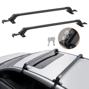 Strešný nosič, Priečne nosníky na auto 2 ks. Nosnosť 70,3 kg, vhodné pre autá, vzdialenosť medzi odkvapmi 105 – 109 cm, vzdialenosť od odkvapov k oknám 6 cm