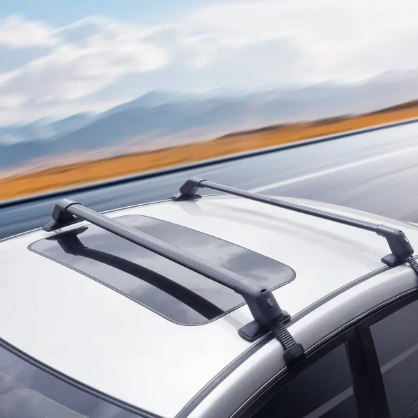Strešný nosič, Priečne nosníky na auto 2 ks. Nosnosť 70,3 kg, vhodné pre autá, vzdialenosť medzi odkvapmi 105 – 109 cm, vzdialenosť od odkvapov k oknám 6 cm – Obrázok 6