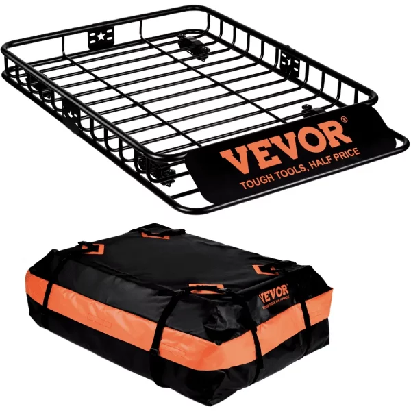 Strešný nosič univerzálny 1305 x 915 x 127 mm, vaňa na strešný nosič vrátane tašky, nosnosť 90 kg, zábradlia, nosič na batožinu, čierny na kempovanie, cestovanie atď.