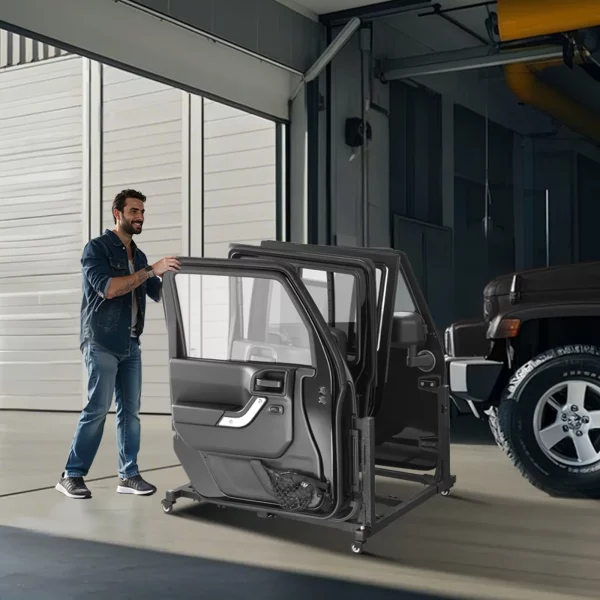 Úložný vozík na dvere Jeep (vhodný pre 4 dvere) prenosný, stabilný držiak na dvere auta, vhodný pre Jeep Wrangler JK, JKU, JL, Gladiator 2007-2024, čierny – Obrázok 6