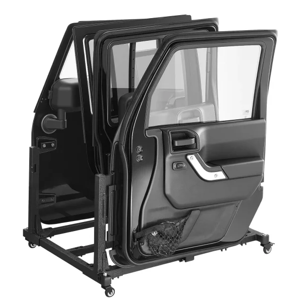 Úložný vozík na dvere Jeep (vhodný pre 4 dvere) prenosný, stabilný držiak na dvere auta, vhodný pre Jeep Wrangler JK, JKU, JL, Gladiator 2007-2024, čierny – Obrázok 2