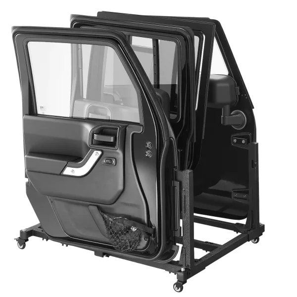 Úložný vozík na dvere Jeep (vhodný pre 4 dvere) prenosný, stabilný držiak na dvere auta, vhodný pre Jeep Wrangler JK, JKU, JL, Gladiator 2007-2024, čierny – Obrázok 5
