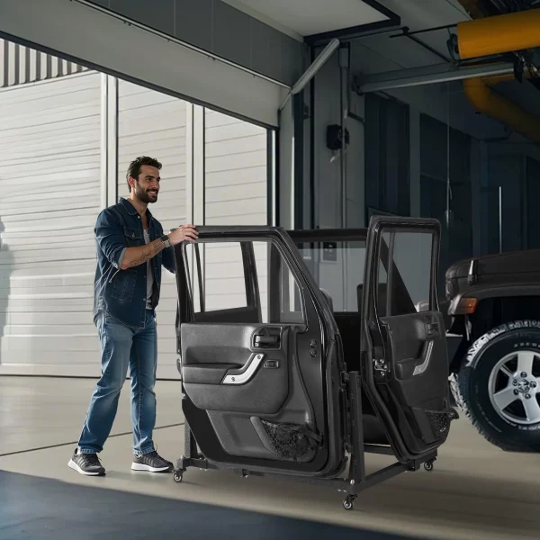 Úložný vozík na dvere Jeep (pre 4 dvere) Pohyblivý, pevný držiak na dvere auta, vhodný pre Jeep Wrangler JK JL/Gladiator JT 2007-2023 JK JL / Gladiator JT čierny – Obrázok 6