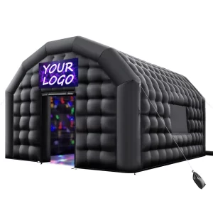 Nafukovací párty stan 6x5x3,65 m, kockový stan pre diskotéku, pavilónový svadobný stan s ventilátorom 680 W, vrece s pieskom, 2 okná na akcie, narodeniny, svadby, čierny