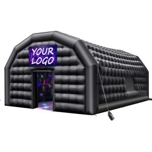 Nafukovací párty stan 8x6x4 m, kockový stan pre diskotéku, pavilónový svadobný stan s 1100W ventilátorom, vrece s pieskom, 2 okná na akcie, narodeniny, svadby, čierny