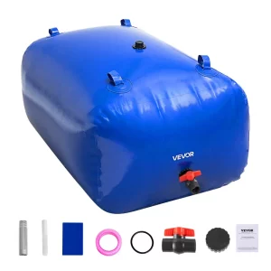Nádoba na vodu s vakom, 400l nádrž na vodu, vak na vodu zo zahusteného PVC 1000D, skladací vak na vodu s hrúbkou 0,9 mm, na zavlažovanie záhrad, kempovanie, karavany, núdzové použitie - modrá