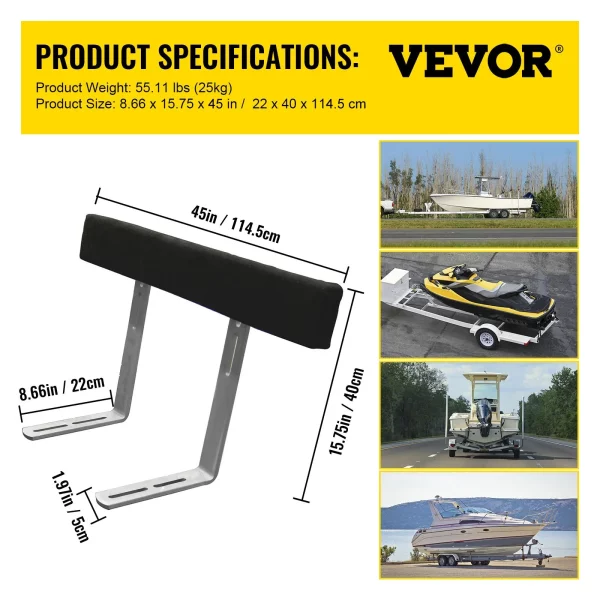Sprievodca prívesom pre loď, 122 cm, 2 ks. Sprievodca prívesom z nehrdzavejúcej ocele, Sprievodca prívesom s doskami potiahnutými kobercom, vrátane montážneho materiálu, pre lyžiarsky čln, rybársky čln alebo plachetnicu – Obrázok 7