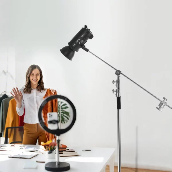 Stojan  C-Stand s ramenom, max. výška 330 cm, odolný stojan z nehrdzavejúcej ocele na fotografické svetlo s nastaviteľnou výškou od 1463 do 2987 mm, 2 úchopové hlavy pre štúdiové monolampy, softbox, reflektor – Obrázok 4