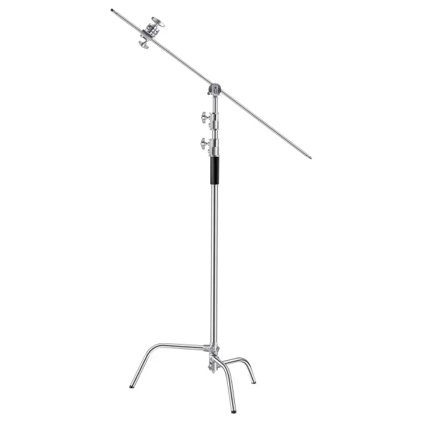 Stojan  C-Stand s ramenom, max. výška 330 cm, odolný stojan z nehrdzavejúcej ocele na fotografické svetlo s nastaviteľnou výškou od 1463 do 2987 mm, 2 úchopové hlavy pre štúdiové monolampy, softbox, reflektor – Obrázok 2