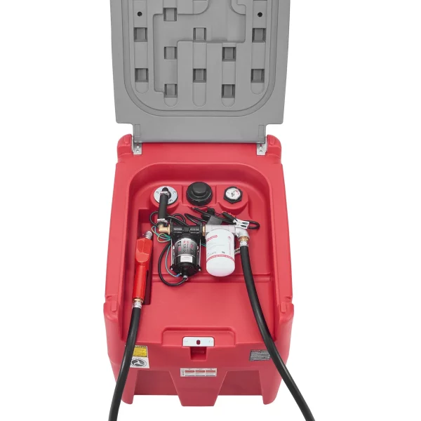 Prenosná nádrž na naftu a benzín, 220 l, prietok 45 l/min, nádrž na naftu s 12 V prečerpávacím čerpadlom, 4 m hadica, automatická tankovacia pištoľ, prečerpávacia nádrž na prepravu paliva, červená – Obrázok 2