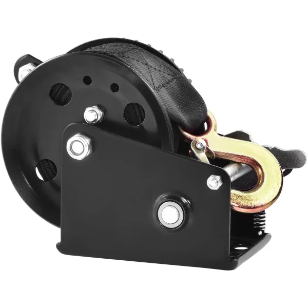 Lanový navijak 544,3 kg ručný lanový navijak 208 x 138 x 149 mm lodný navijak 2-cestný račňový / 1-rýchlostný ručný navijak s cca 7 m polyesterovým popruhom navijak s ergonomickou rukoväťou ručný lanový navijak pre vozidlá a lode – Obrázok 3