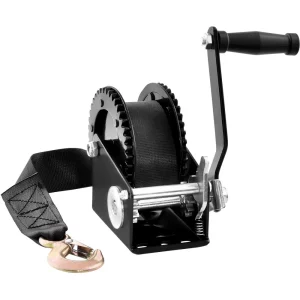 Lanový navijak 907,1 kg ručný lanový navijak 208 x 105 x 151 mm lodný navijak 2-cestný račňový / 1-rýchlostný ručný navijak s cca 7 m polyesterovým popruhom navijak s ergonomickou rukoväťou ručný lanový navijak pre vozidlá a lode