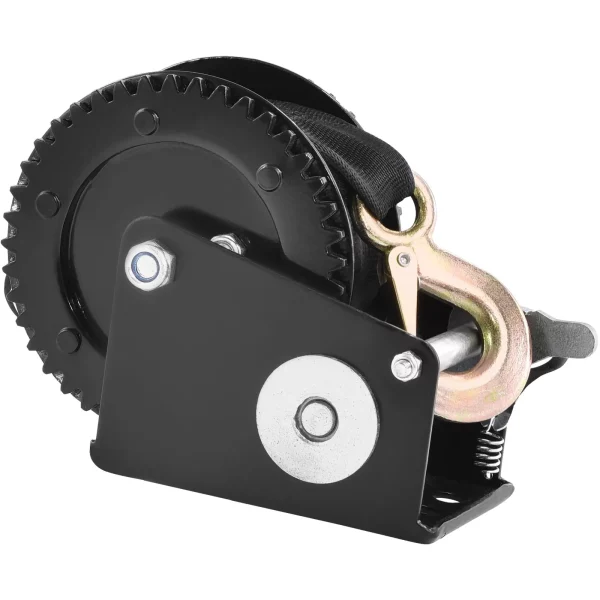 Lanový navijak 907,1 kg ručný lanový navijak 208 x 105 x 151 mm lodný navijak 2-cestný račňový / 1-rýchlostný ručný navijak s cca 7 m polyesterovým popruhom navijak s ergonomickou rukoväťou ručný lanový navijak pre vozidlá a lode – Obrázok 4