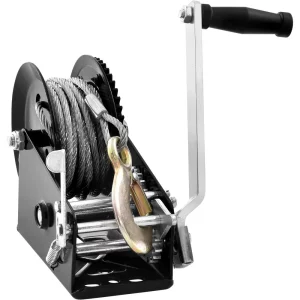 Lanový navijak 1587,5 kg ručný lanový navijak 260 x 147 x 182 mm lodný navijak 2-cestný račňový/2-rýchlostný ručný navijak s cca 10 m lanom pásový navijak s ergonomickou rukoväťou ručný lanový navijak pre vozidlá a lode