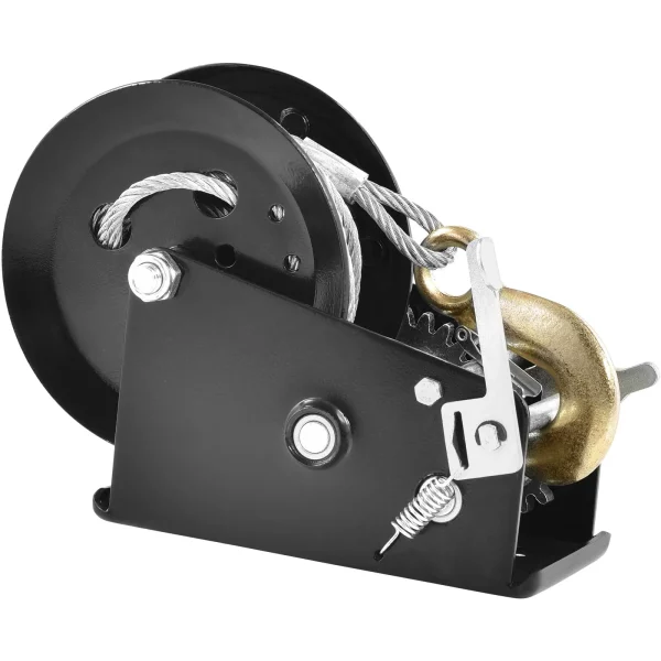 Lanový navijak 1587,5 kg ručný lanový navijak 260 x 147 x 182 mm lodný navijak 2-cestný račňový/2-rýchlostný ručný navijak s cca 10 m lanom pásový navijak s ergonomickou rukoväťou ručný lanový navijak pre vozidlá a lode – Obrázok 4