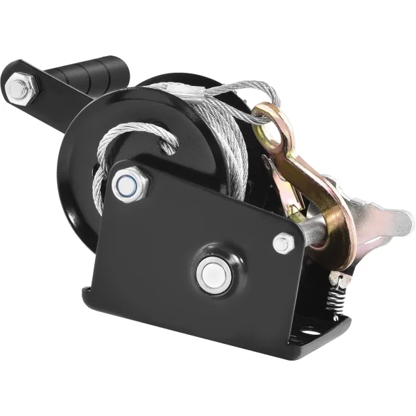 Lanový navijak 362,8 kg ručný lanový navijak 173 x 126 x 119 mm lodný navijak 2-cestný račňový / 1-rýchlostný ručný navijak s cca 10 m oceľovým lanom pásový navijak s ergonomickou rukoväťou ručný lanový navijak pre vozidlá a lode – Obrázok 4