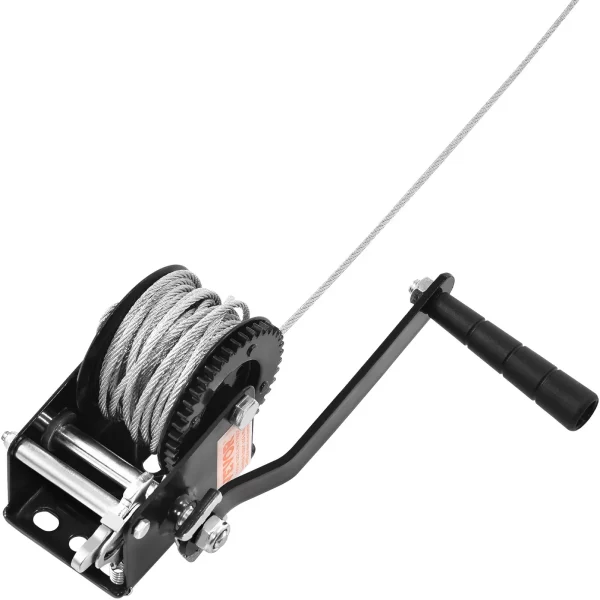 Lanový navijak 362,8 kg ručný lanový navijak 173 x 126 x 119 mm lodný navijak 2-cestný račňový / 1-rýchlostný ručný navijak s cca 10 m oceľovým lanom pásový navijak s ergonomickou rukoväťou ručný lanový navijak pre vozidlá a lode – Obrázok 2