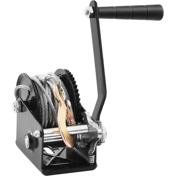 Lanový navijak 362,8 kg ručný lanový navijak 173 x 126 x 119 mm lodný navijak 2-cestný račňový / 1-rýchlostný ručný navijak s cca 10 m oceľovým lanom pásový navijak s ergonomickou rukoväťou ručný lanový navijak pre vozidlá a lode – Obrázok 5