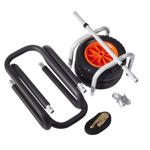 Prepravný vozík, 68 kg, Vozík na paddleboardy s 25,4 cm plnými gumovými pneumatikami, penová výplň, napínací popruh, ideálna prepravná pomôcka pre paddleboardy a surfboardy, 520 x 500 x 680 mm – Obrázok 2
