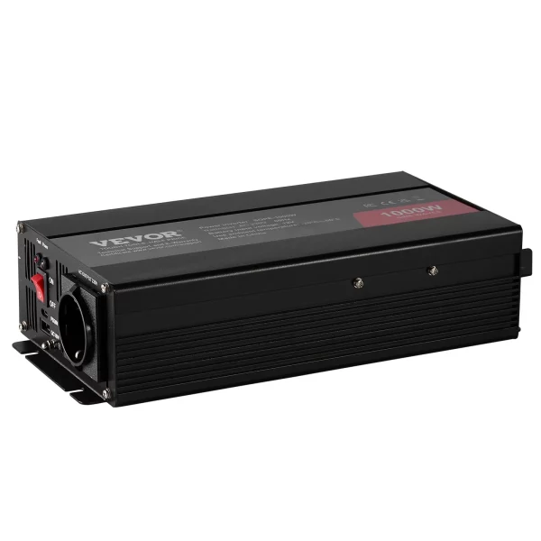 1000W menič napätia s čistým sínusovým signálom DC 12V na AC 230V s 1 AC zásuvkou, 1 USB portom, 1 portom typu C a diaľkovým ovládaním pre malé domáce spotrebiče, ako sú smartfóny a notebooky. – Obrázok 2