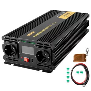 Menič napätia  230V, menič s čistým sínusovým napätím 2500W, GYS-2500W 12V DC čistý sínusový výkon, diaľkové ovládanie meniča s čistým sínusovým napätím a káblovým LCD displejom