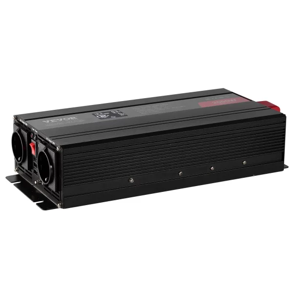 2000W menič sínusového napätia DC 12V na AC 230V s 2 AC zásuvkami, 2 USB portami, 1 portom typu C, LCD displejom a diaľkovým ovládaním pre stredne veľké domáce spotrebiče – Obrázok 2