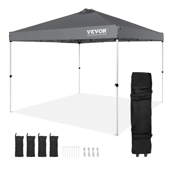 Pavilón 304,8x304,8x320cm Záhradný stan 250D PU strieborná potiahnutá látka Skladací pavilón vrátane úložného vrecka Párty stan pre 6-8 osôb Vysúvací stan Skladací stan Záhradný pavilón na kempovanie